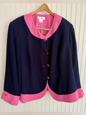 Emily Navy and Pink Vintage Blazer Size 18